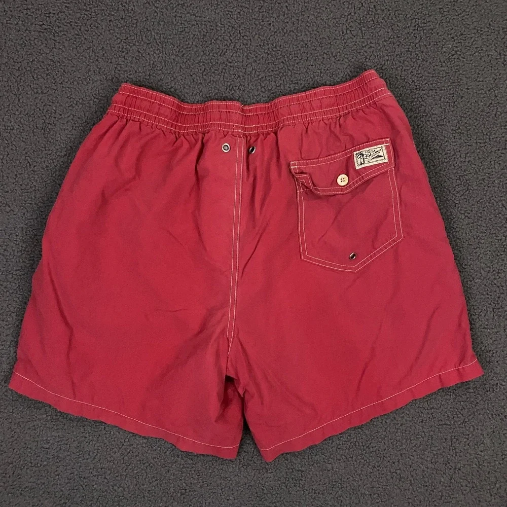 Vintage Polo Ralph Lauren Swim Shorts Mens MEdium Red Pony Mesh Lined Trunks